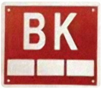 Brannkumskilt K-12 «BK» rød